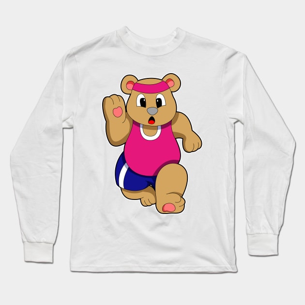 Bear at Fitness - Jogging with Headband Long Sleeve T-Shirt by Markus Schnabel